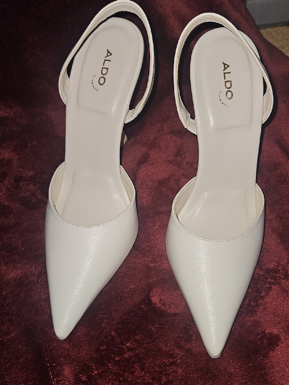Aldo White Pointed Toe Slingback Pumps